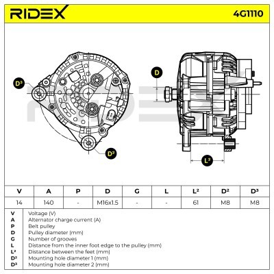 Generator RIDEX 4G1110 4G1110 - foto 5