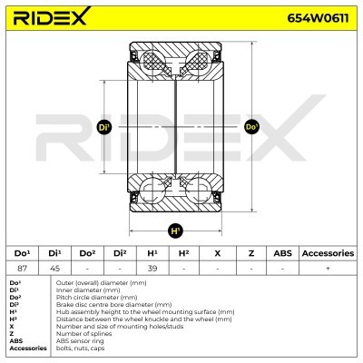 Radlager RIDEX 654W0611 654W0611 - foto 3