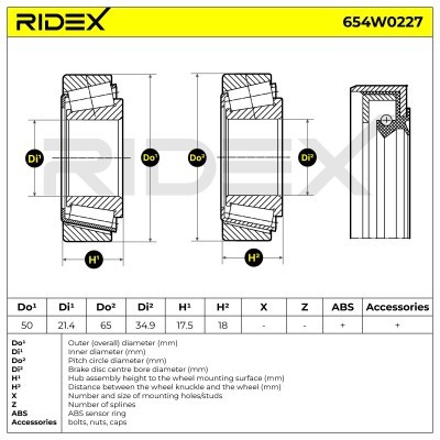 Radlager RIDEX 654W0227 654W0227 - foto 6
