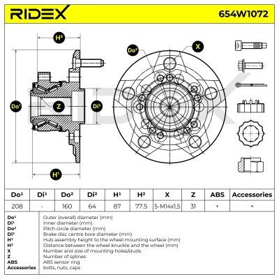 Radlager RIDEX 654W1072 654W1072 - foto 8