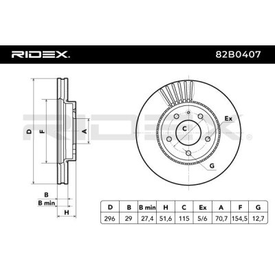 Bremsscheibe RIDEX 82B0407 82B0407 - foto 6