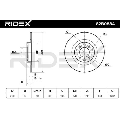 Bremsscheibe RIDEX 82B0884 82B0884 - foto 7