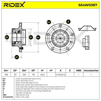 Radlager RIDEX 654W0387 654W0387 - foto 6