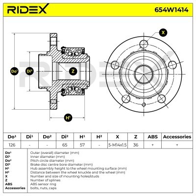 Radlager RIDEX 654W1414 654W1414 - foto 5