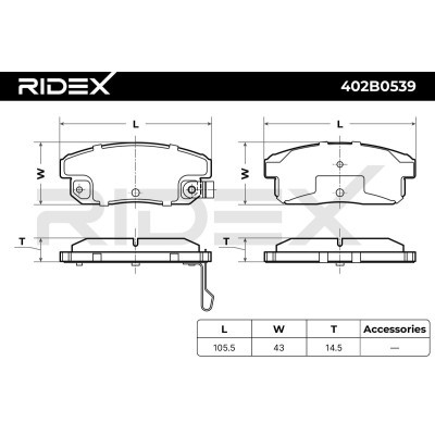 Bremsbeläge Satz RIDEX 402B0539 402B0539 - foto 7