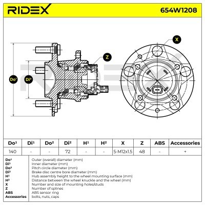 Radlager RIDEX 654W1208 654W1208 - foto 7