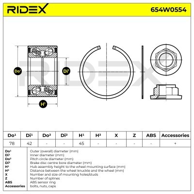 Radlager RIDEX 654W0554 654W0554 - foto 5