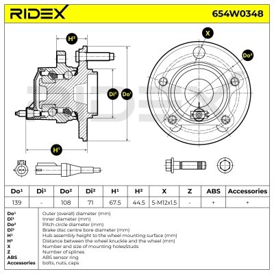 Radlager RIDEX 654W0348 654W0348 - foto 7