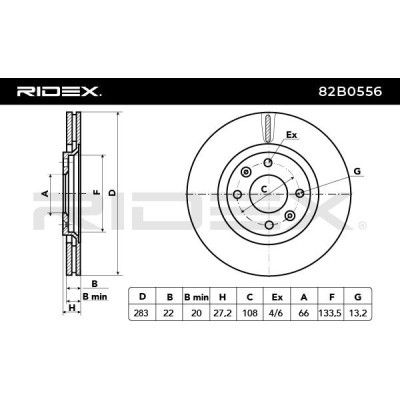 Bremsscheibe RIDEX 82B0556 82B0556 - foto 3