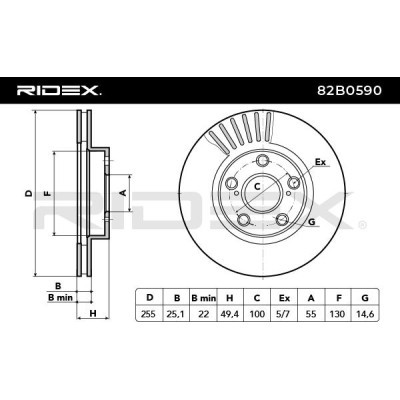 Bremsscheibe RIDEX 82B0590 82B0590 - foto 3