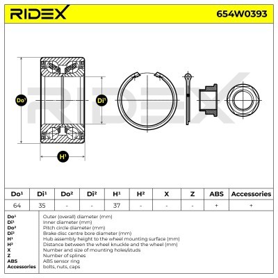 Radlager RIDEX 654W0393 654W0393 - foto 5