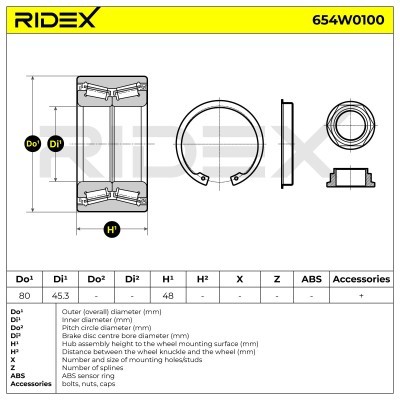 Radlager RIDEX 654W0100 654W0100 - foto 3