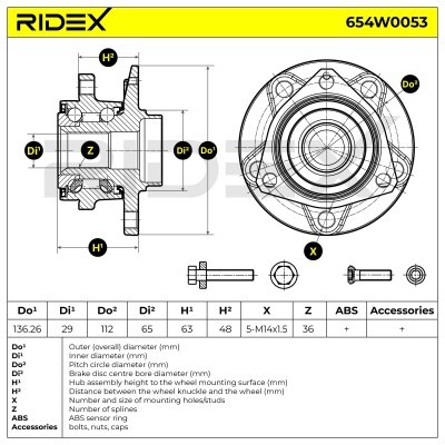 Radlager RIDEX 654W0053 654W0053 - foto 6