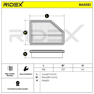 Luftfilter RIDEX 8A0351 8A0351 - foto 7
