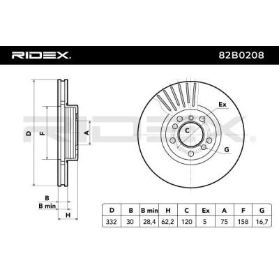 Bremsscheibe RIDEX 82B0208 82B0208 - foto 6