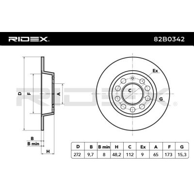 Bremsscheibe RIDEX 82B0342 82B0342 - foto 6