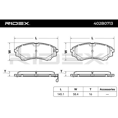 Bremsbeläge Satz RIDEX 402B0713 402B0713 - foto 7