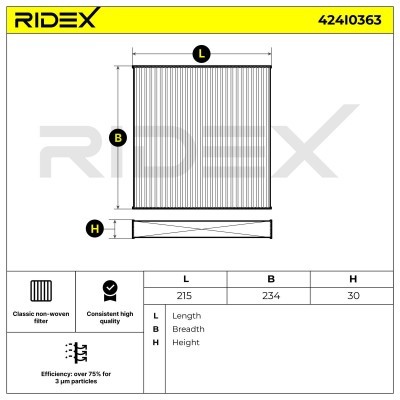 Filter, Innenraumluft RIDEX 424I0363 424I0363 - foto 4