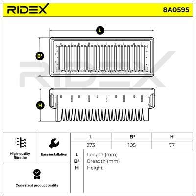 Luftfilter RIDEX 8A0595 8A0595 - foto 6