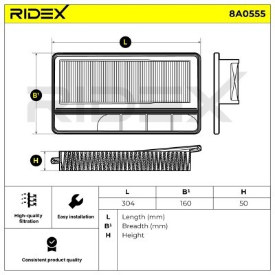 Luftfilter RIDEX 8A0555 8A0555 - foto 6