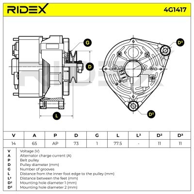 Generator RIDEX 4G1417 4G1417 - foto 5