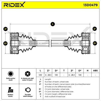 Antriebswelle RIDEX 13D0479 13D0479 - foto 5