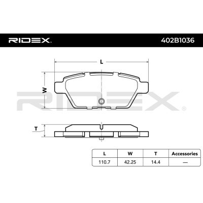 Bremsbeläge Satz RIDEX 402B1036 402B1036 - foto 3
