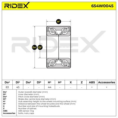 Radlager RIDEX 654W0045 654W0045 - foto 5