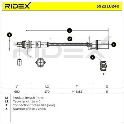 Lambdasonde RIDEX 3922L0240 3922L0240 - foto 6