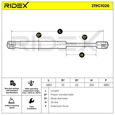 Gasfeder, Koffer-/Laderaum RIDEX 219G1026 219G1026 - foto 6