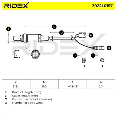 Lambdasonde RIDEX 3922L0157 3922L0157 - foto 6
