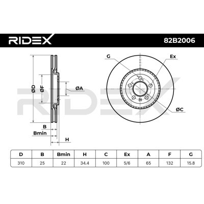 Bremsscheibe RIDEX 82B2006 82B2006 - foto 7