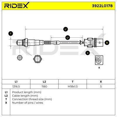 Lambdasonde RIDEX 3922L0178 3922L0178 - foto 6