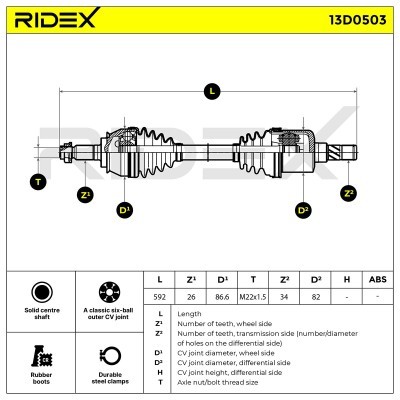 Antriebswelle RIDEX 13D0503 13D0503 - foto 7