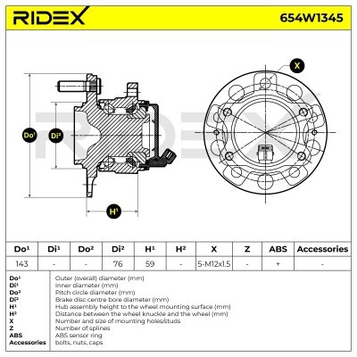 Radlagersatz RIDEX 654W1345 654W1345 - foto 7
