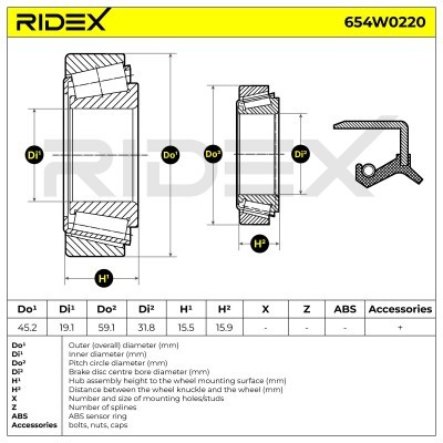 Radlager RIDEX 654W0220 654W0220 - foto 6