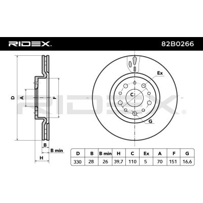 Bremsscheibe RIDEX 82B0266 82B0266 - foto 3