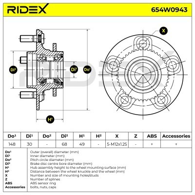Radlager RIDEX 654W0943 654W0943 - foto 6