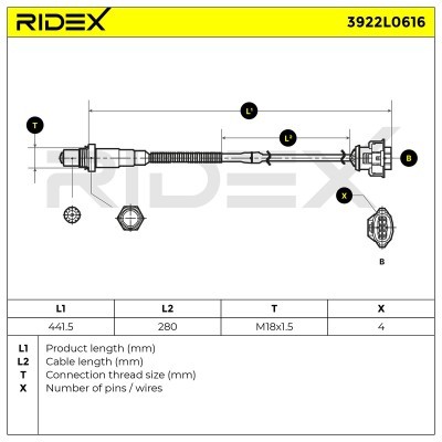 Lambdasonde RIDEX 3922L0616 3922L0616 - foto 6