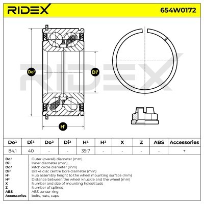 Radlager RIDEX 654W0172 654W0172 - foto 2