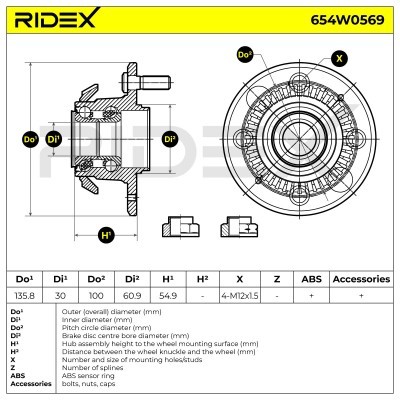 Radlager RIDEX 654W0569 654W0569 - foto 2