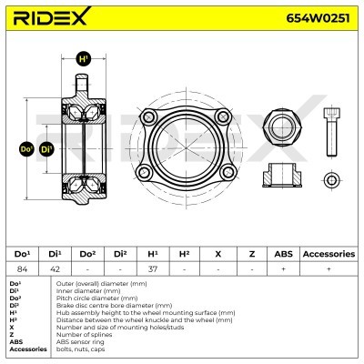 Radlager RIDEX 654W0251 654W0251 - foto 6