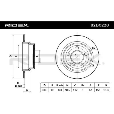 Bremsscheibe RIDEX 82B0228 82B0228 - foto 7