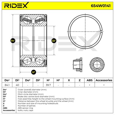 Radlager RIDEX 654W0141 654W0141 - foto 3