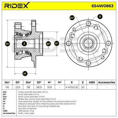 Radlagersatz RIDEX 654W0863 654W0863 - foto 6