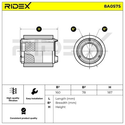 Luftfilter RIDEX 8A0575 8A0575 - foto 7