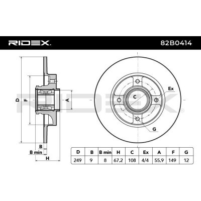 Bremsscheibe RIDEX 82B0414 82B0414 - foto 5