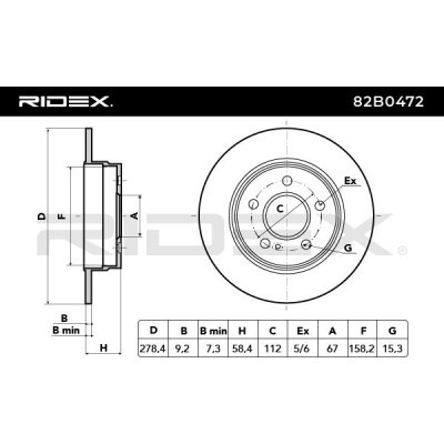 Bremsscheibe RIDEX 82B0472 82B0472 - foto 6