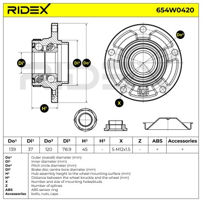 Radlager RIDEX 654W0420 654W0420 - foto 5