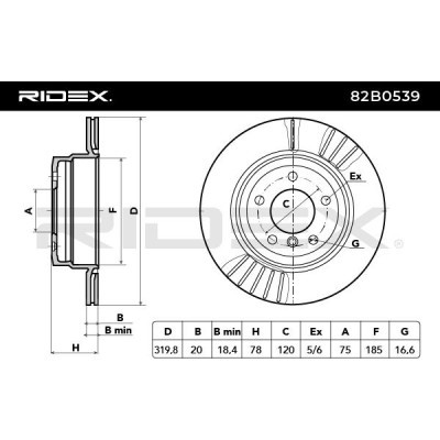 Bremsscheibe RIDEX 82B0539 82B0539 - foto 6